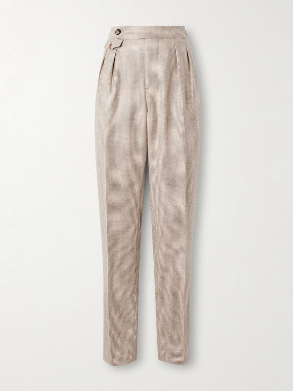 Straight-Leg Pleated Puppytooth Cashmere and Silk-Blend Suit Trousers Straight-Leg Pleated Puppytooth Cashmere and Silk-Blend Suit Trousers