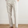 Straight-Leg Pleated Cotton Trousers - FR Straight-Leg Pleated Cotton Trousers - FR