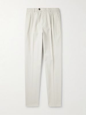 Straight-Leg Pleated Cotton Trousers Straight-Leg Pleated Cotton Trousers