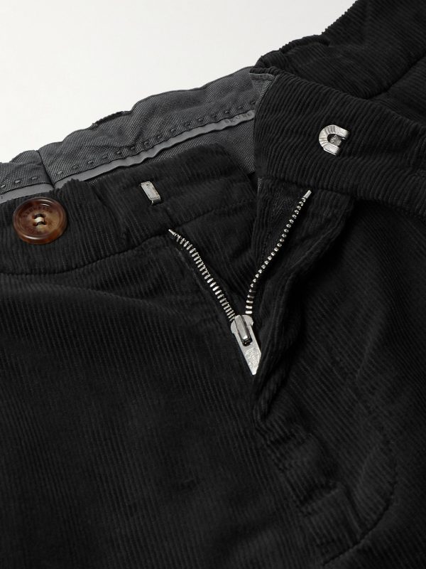 Tapered Pleated Cotton-Corduroy Trousers - E1