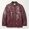 Padded Nubuck-Trimmed Leather Field Jacket Padded Nubuck-Trimmed Leather Field Jacket