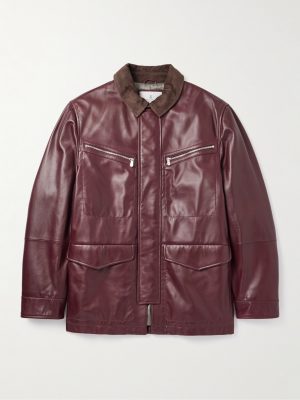 Padded Nubuck-Trimmed Leather Field Jacket
