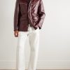 Padded Nubuck-Trimmed Leather Field Jacket - OU Padded Nubuck-Trimmed Leather Field Jacket - OU