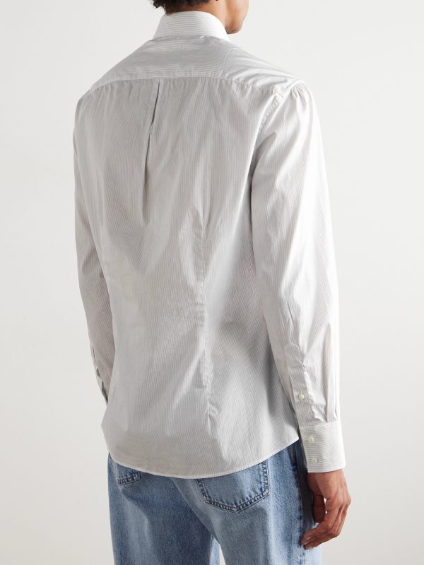 Slim-Fit Button-Down Collar Pinstriped Cotton-Poplin Shirt - BK Slim-Fit Button-Down Collar Pinstriped Cotton-Poplin Shirt - BK