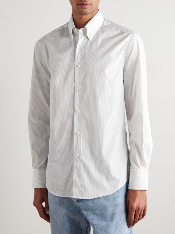 Slim-Fit Button-Down Collar Pinstriped Cotton-Poplin Shirt - FR Slim-Fit Button-Down Collar Pinstriped Cotton-Poplin Shirt - FR