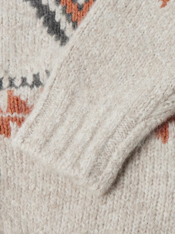 Shawl-Collar Jacquard-Knit Alpaca-Blend Cardigan - E1 Shawl-Collar Jacquard-Knit Alpaca-Blend Cardigan - E1