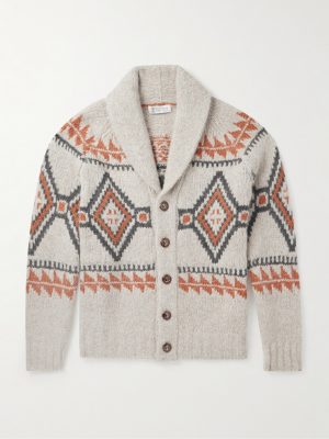 Shawl-Collar Jacquard-Knit Alpaca-Blend Cardigan Shawl-Collar Jacquard-Knit Alpaca-Blend Cardigan