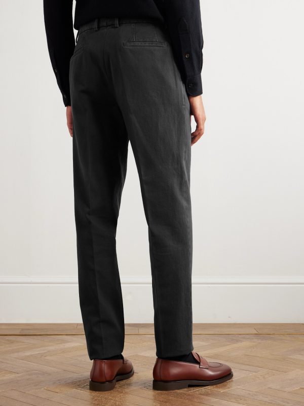 Straight-Leg Pleated Cotton-Corduroy Trousers - BK Straight-Leg Pleated Cotton-Corduroy Trousers - BK