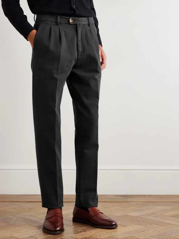 Straight-Leg Pleated Cotton-Corduroy Trousers - FR Straight-Leg Pleated Cotton-Corduroy Trousers - FR