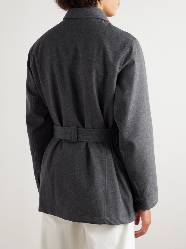 Cappotto Belted Leather-Trimmed Wool Field Jacket - BK Cappotto Belted Leather-Trimmed Wool Field Jacket - BK