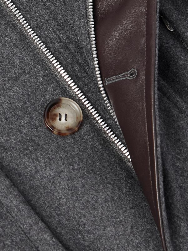 Cappotto Belted Leather-Trimmed Wool Field Jacket - CU Cappotto Belted Leather-Trimmed Wool Field Jacket - CU