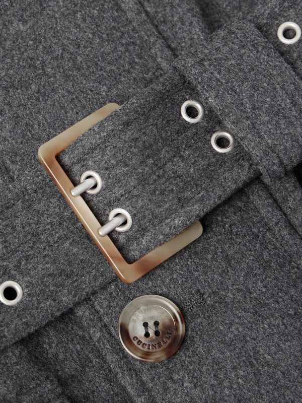Cappotto Belted Leather-Trimmed Wool Field Jacket - E1 Cappotto Belted Leather-Trimmed Wool Field Jacket - E1