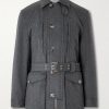 Cappotto Belted Leather-Trimmed Wool Field Jacket Cappotto Belted Leather-Trimmed Wool Field Jacket