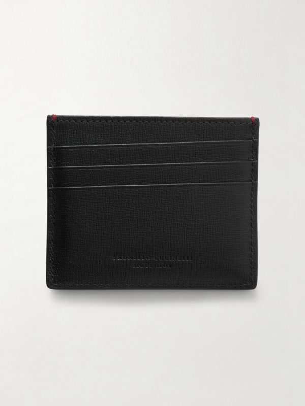Pebble-Grain Leather Cardholder - BK