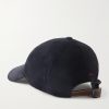 Logo-Embroidered Suede Cap - BK Logo-Embroidered Suede Cap - BK