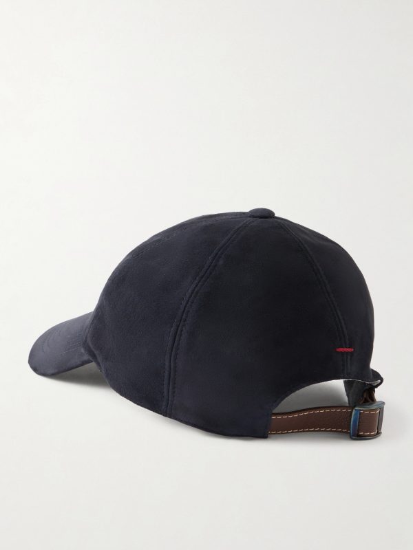 Logo-Embroidered Suede Cap - BK Logo-Embroidered Suede Cap - BK