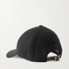 Logo-Embroidered Leather-Trimmed Cotton-Twill Baseball Cap - BK Logo-Embroidered Leather-Trimmed Cotton-Twill Baseball Cap - BK