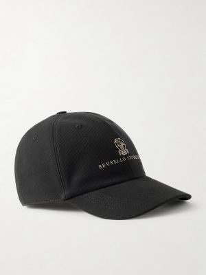 Logo-Embroidered Leather-Trimmed Cotton-Twill Baseball Cap Logo-Embroidered Leather-Trimmed Cotton-Twill Baseball Cap