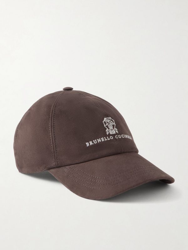 Logo-Embroidered Suede Cap