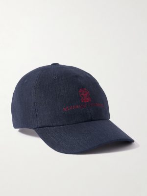 Logo-Embroidered Linen Baseball Cap