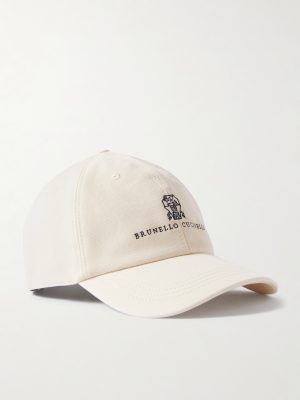 Logo-Embroidered Leather-Trimmed Cotton-Twill Baseball Cap Logo-Embroidered Leather-Trimmed Cotton-Twill Baseball Cap
