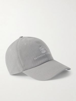 Logo-Embroidered Leather-Trimmed Cotton-Twill Baseball Cap Logo-Embroidered Leather-Trimmed Cotton-Twill Baseball Cap