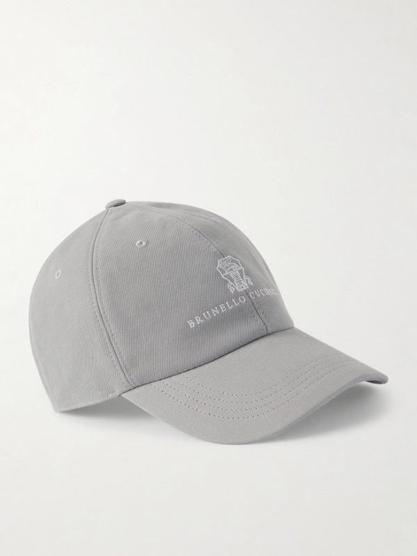 Logo-Embroidered Leather-Trimmed Cotton-Twill Baseball Cap Logo-Embroidered Leather-Trimmed Cotton-Twill Baseball Cap