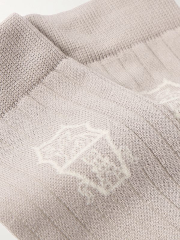 Logo-Jacquard Ribbed Cotton Socks - CU