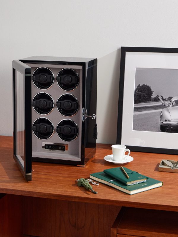 Formula Six Lacquered Cedar and Glass Six-Piece Watch Winder - OU