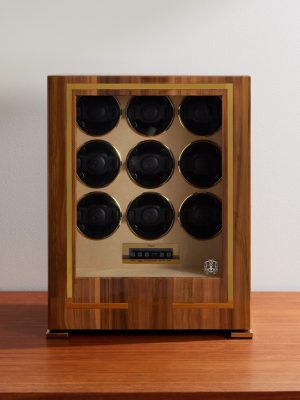 Paramount Walnut and Glass Nine-Piece Watch Winder Paramount Walnut and Glass Nine-Piece Watch Winder
