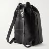 T Line Leather Drawstring Backpack - BK