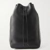 T Line Leather Drawstring Backpack