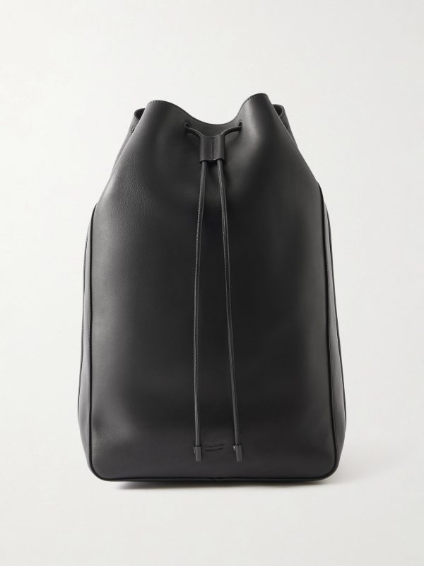 T Line Leather Drawstring Backpack
