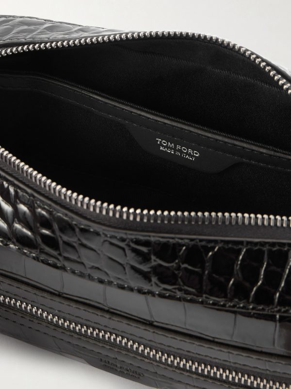 Croc-Effect Leather Wash Bag - E1