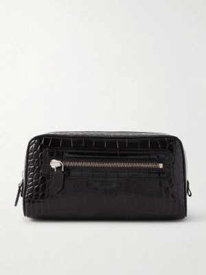 Croc-Effect Leather Wash Bag Croc-Effect Leather Wash Bag
