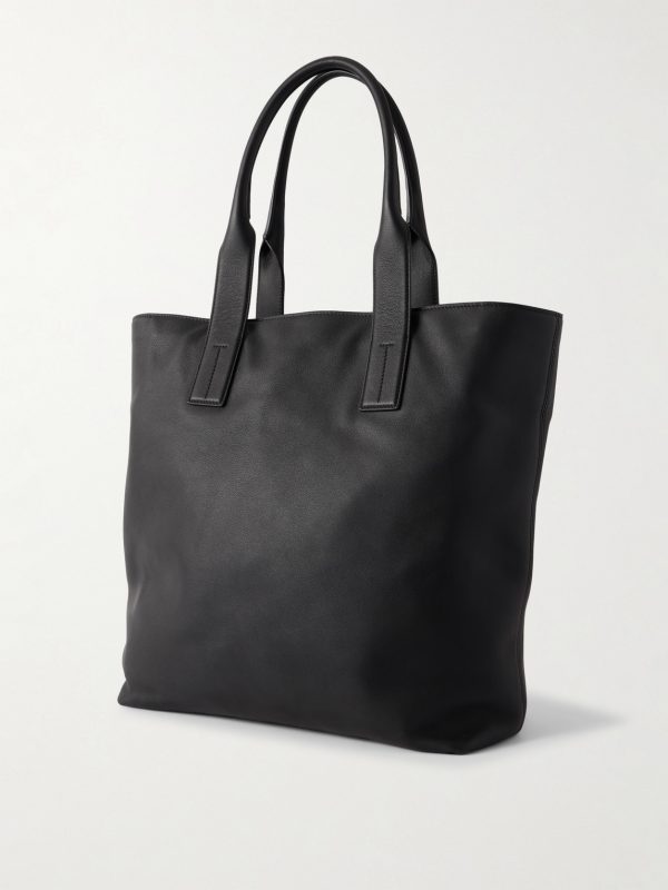 North-South Leather Tote Bag - BK