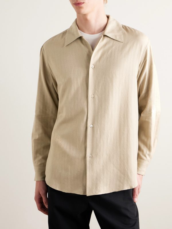 Herringbone Cotton and Cashmere-Blend Shirt - FR Herringbone Cotton and Cashmere-Blend Shirt - FR
