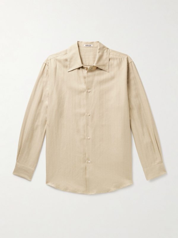 Herringbone Cotton and Cashmere-Blend Shirt Herringbone Cotton and Cashmere-Blend Shirt