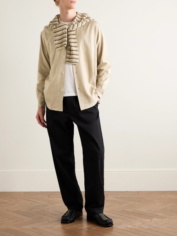 Herringbone Cotton and Cashmere-Blend Shirt - OU Herringbone Cotton and Cashmere-Blend Shirt - OU