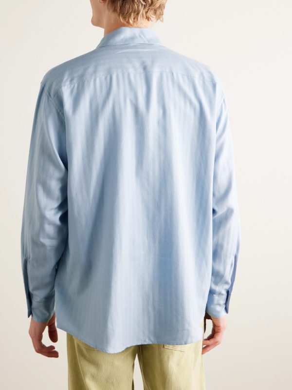 Herringbone Cotton and Cashmere-Blend Shirt - BK Herringbone Cotton and Cashmere-Blend Shirt - BK