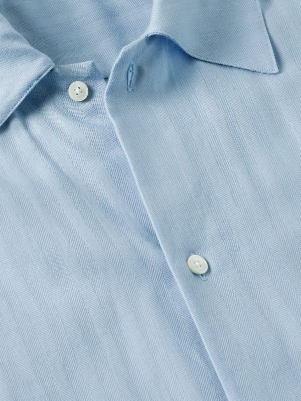 Herringbone Cotton and Cashmere-Blend Shirt - CU Herringbone Cotton and Cashmere-Blend Shirt - CU