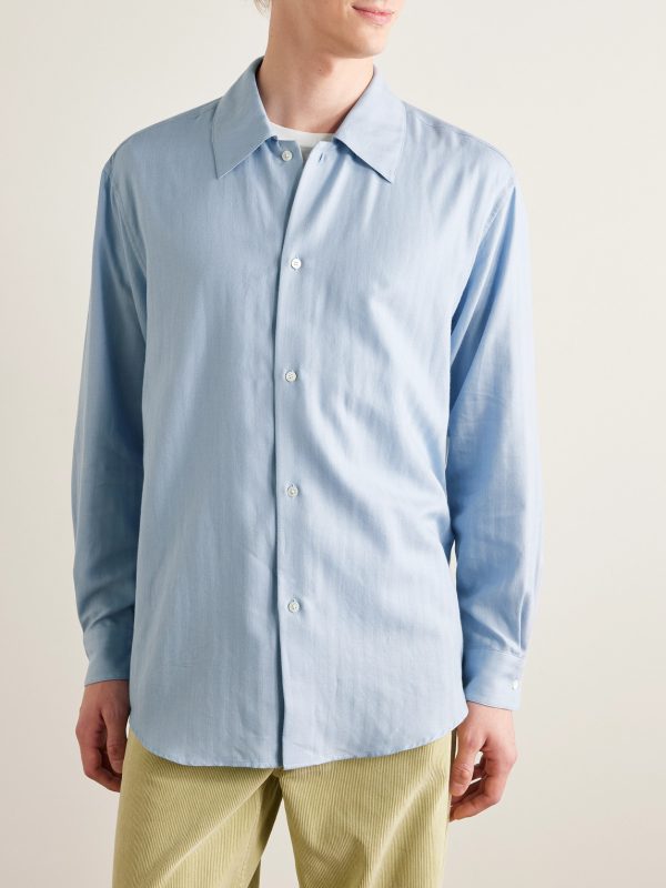 Herringbone Cotton and Cashmere-Blend Shirt - FR Herringbone Cotton and Cashmere-Blend Shirt - FR