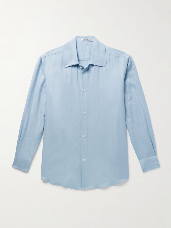 Herringbone Cotton and Cashmere-Blend Shirt Herringbone Cotton and Cashmere-Blend Shirt