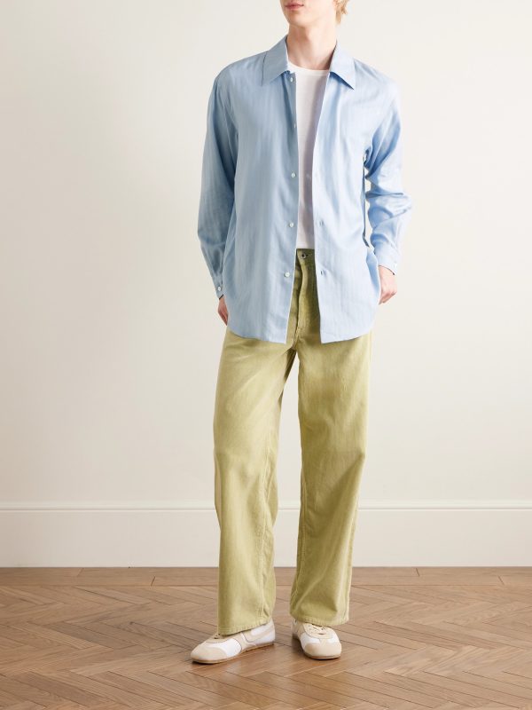 Herringbone Cotton and Cashmere-Blend Shirt - OU Herringbone Cotton and Cashmere-Blend Shirt - OU
