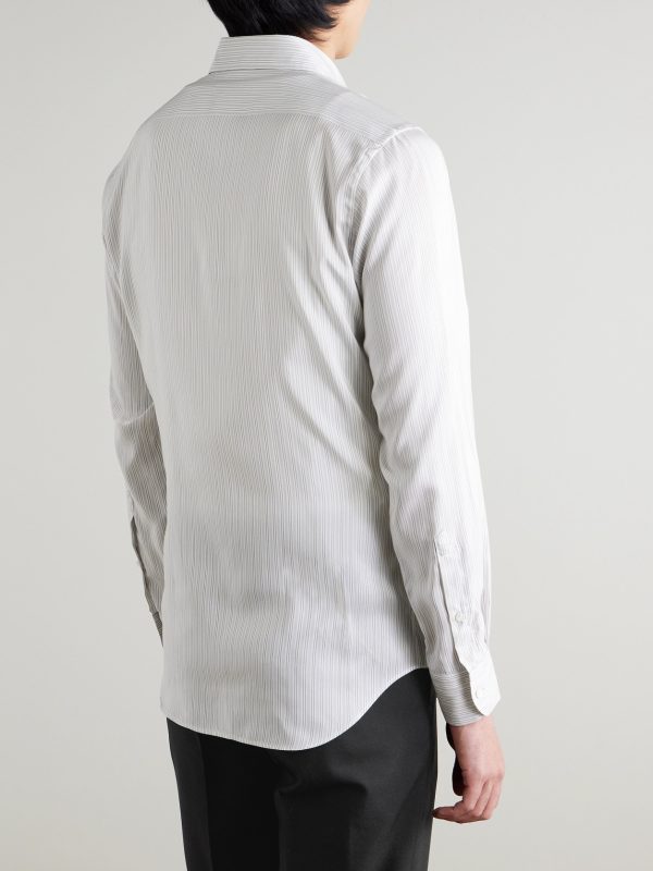 Slim-Fit Striped Silk-Poplin Shirt - BK Slim-Fit Striped Silk-Poplin Shirt - BK