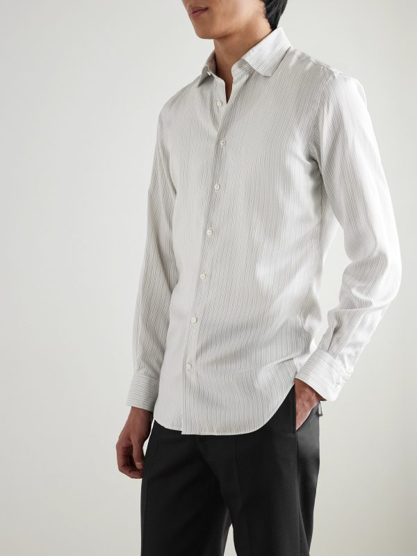 Slim-Fit Striped Silk-Poplin Shirt - FR Slim-Fit Striped Silk-Poplin Shirt - FR