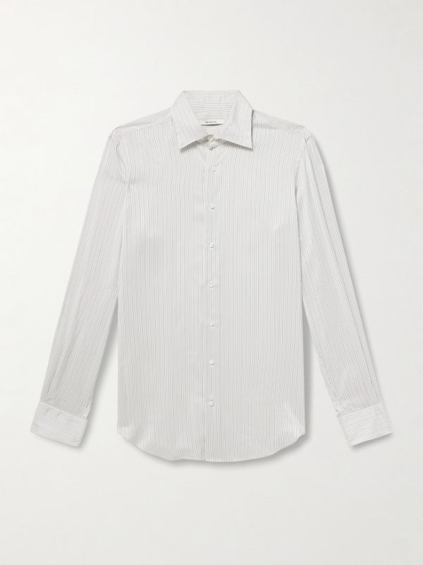 Slim-Fit Striped Silk-Poplin Shirt Slim-Fit Striped Silk-Poplin Shirt