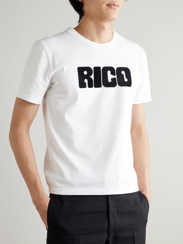 Logo-Flocked Cotton-Jersey T-Shirt - FR