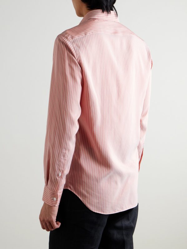 Striped Silk-Poplin Shirt - BK Striped Silk-Poplin Shirt - BK