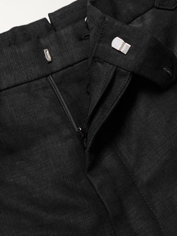 Wide-Leg Linen Suit Trousers - E1